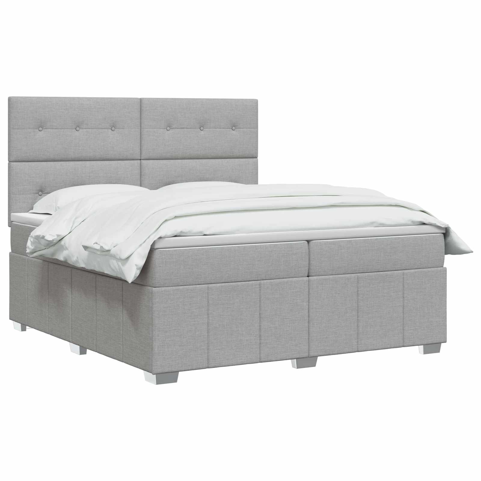 Κρεβάτι box spring με στρώμα Ανοιχτό γκρι 200 x 200 cm Ύφασμα - Pakobazaar