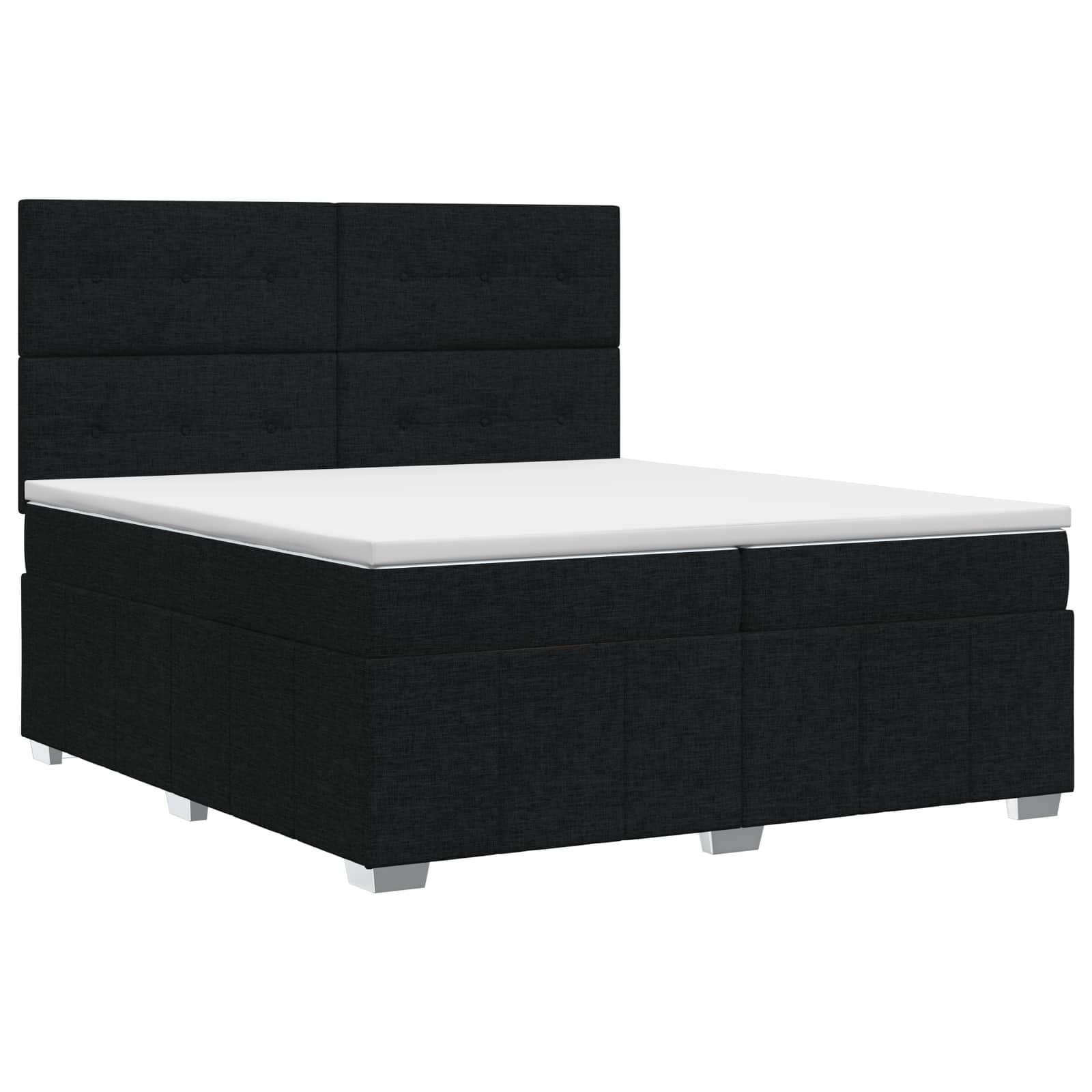 Κρεβάτι box spring με στρώμα Μαύρο 200 x 200 cm Ύφασμα - Pakobazaar