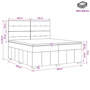 Κρεβάτι box spring με στρώμα Μαύρο 200 x 200 cm Ύφασμα - Pakobazaar