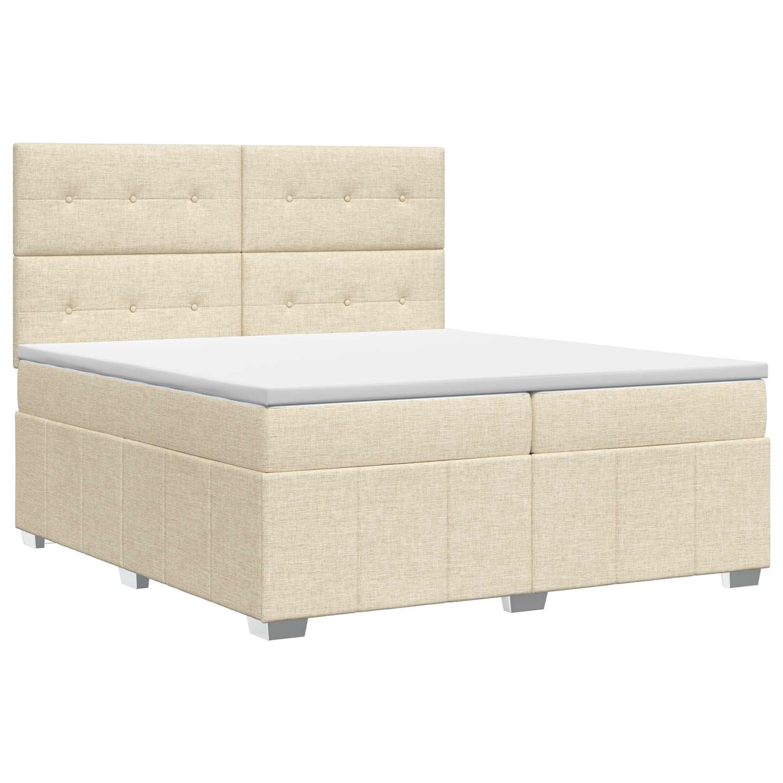 Κρεβάτι box spring με στρώμα Κρεμ 200 x 200 cm Ύφασμα - Pakobazaar