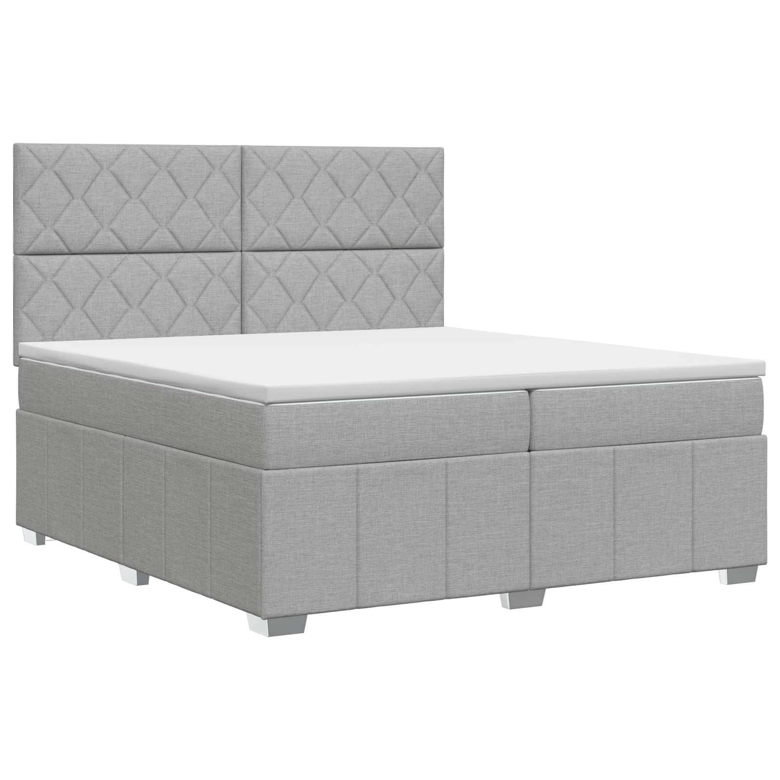 Κρεβάτι box spring με στρώμα Ανοιχτό γκρι 200 x 200 cm Ύφασμα