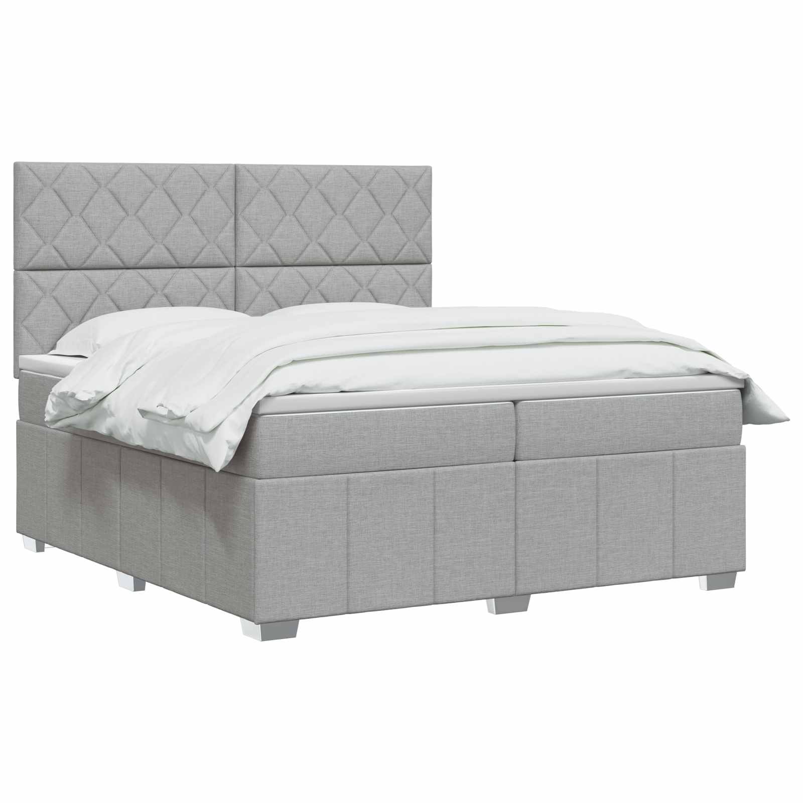Κρεβάτι box spring με στρώμα Ανοιχτό γκρι 200 x 200 cm Ύφασμα