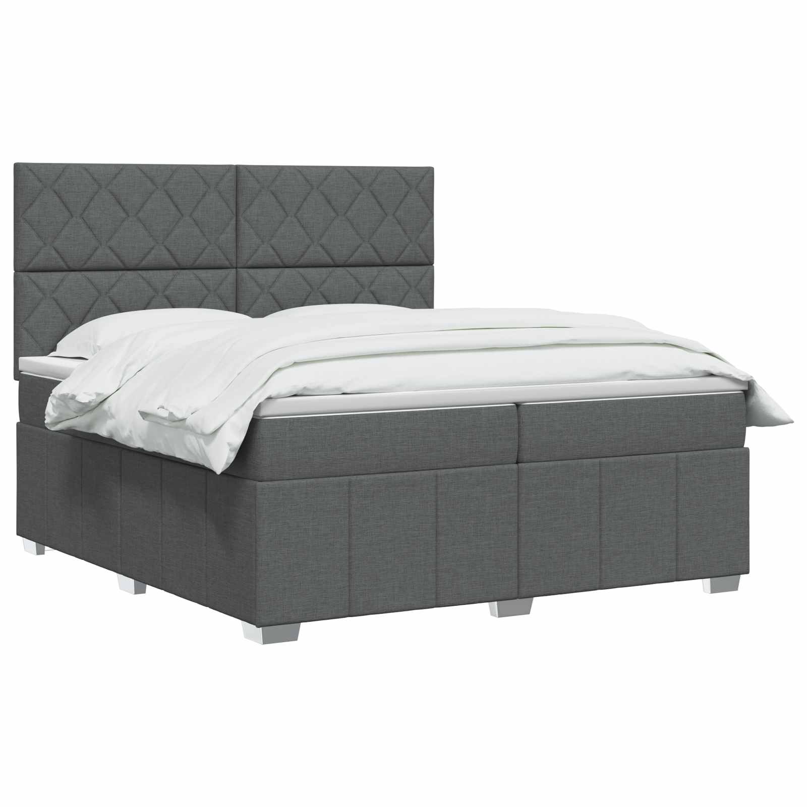 Κρεβάτι box spring με στρώμα Σκούρο Γκρι 200 x 200 cm Ύφασμα - Pakobazaar