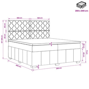 Κρεβάτι box spring με στρώμα Σκούρο Γκρι 200 x 200 cm Ύφασμα - Pakobazaar