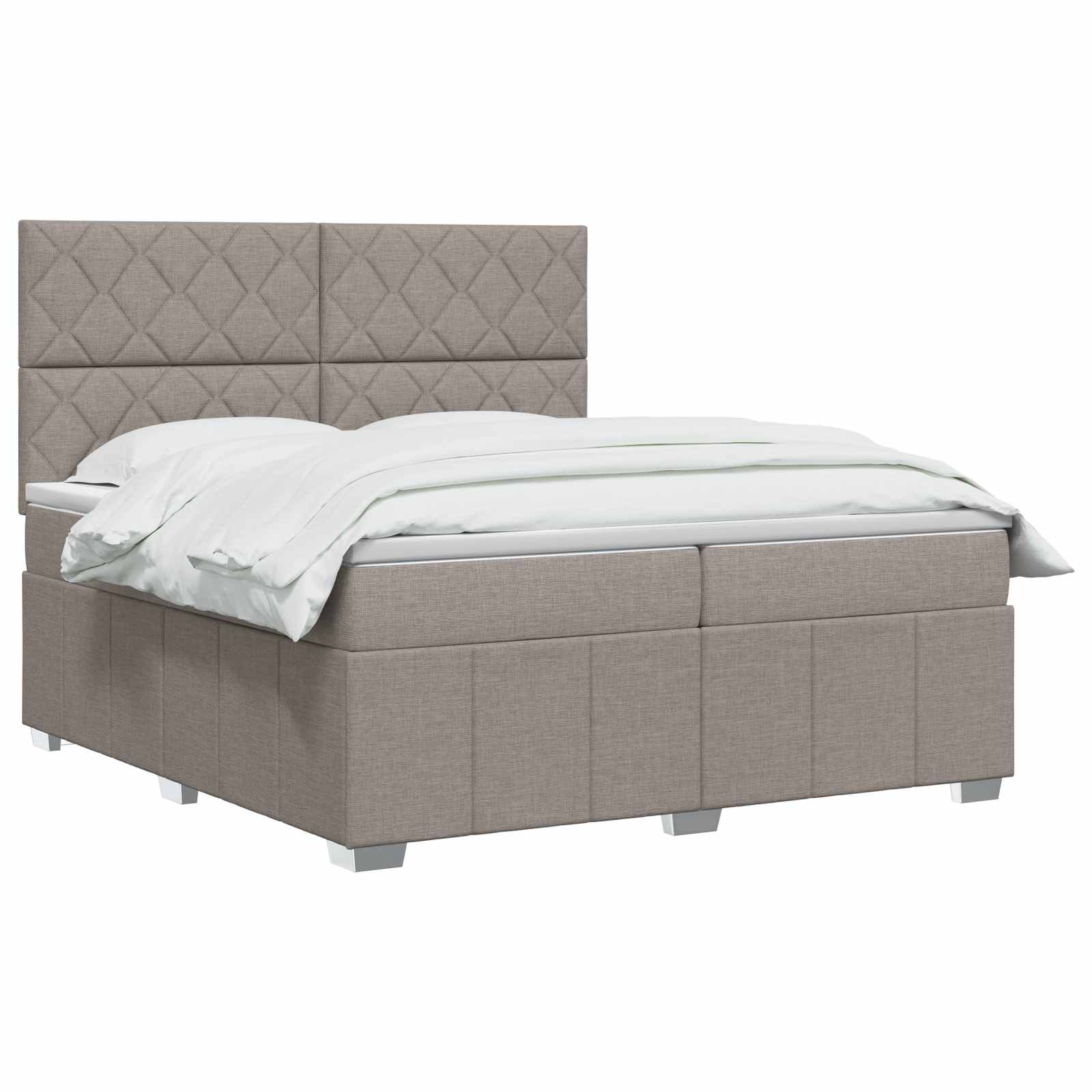 Κρεβάτι box spring με στρώμα Taupe 200 x 200 cm Ύφασμα - Pakobazaar