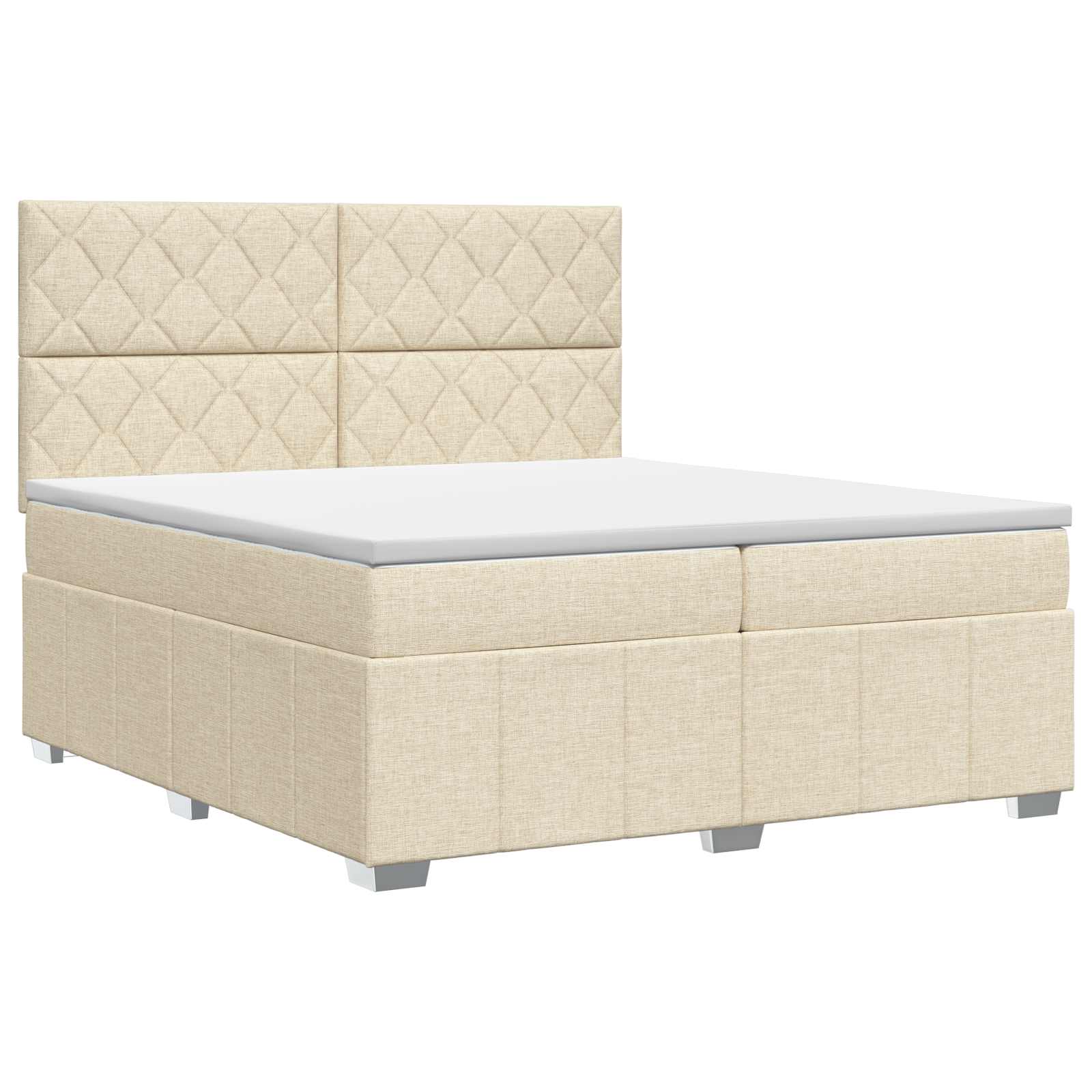 Κρεβάτι box spring με στρώμα Κρεμ 200 x 200 cm Ύφασμα - Pakobazaar