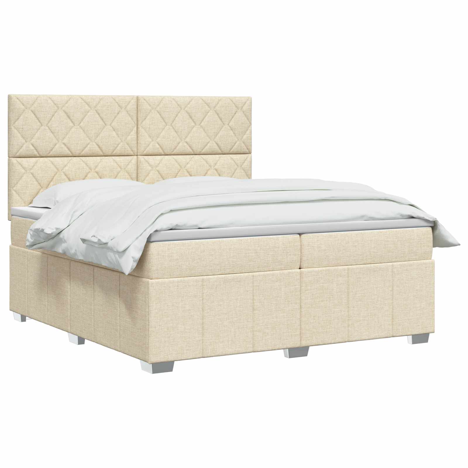 Κρεβάτι box spring με στρώμα Κρεμ 200 x 200 cm Ύφασμα - Pakobazaar