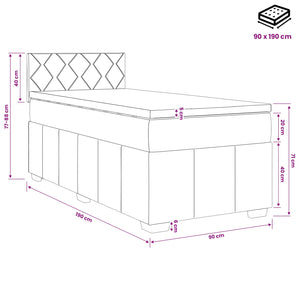 Κρεβάτι box spring με στρώμα Ανοιχτό γκρι Μονό Ύφασμα - Pakobazaar