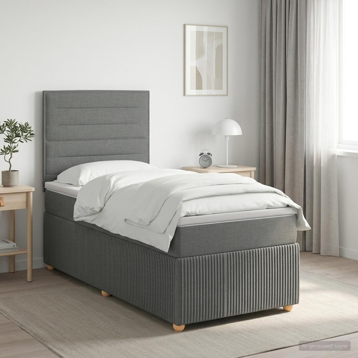 Κρεβάτι box spring με στρώμα Σκούρο Γκρι 90 x 200 cm Ύφασμα