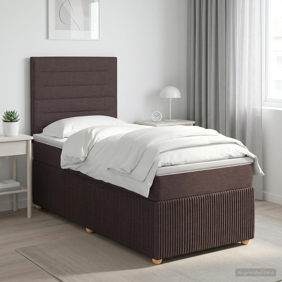 Κρεβάτι box spring με στρώμα Σκούρο Καφέ 100 x 200 cm Ύφασμα