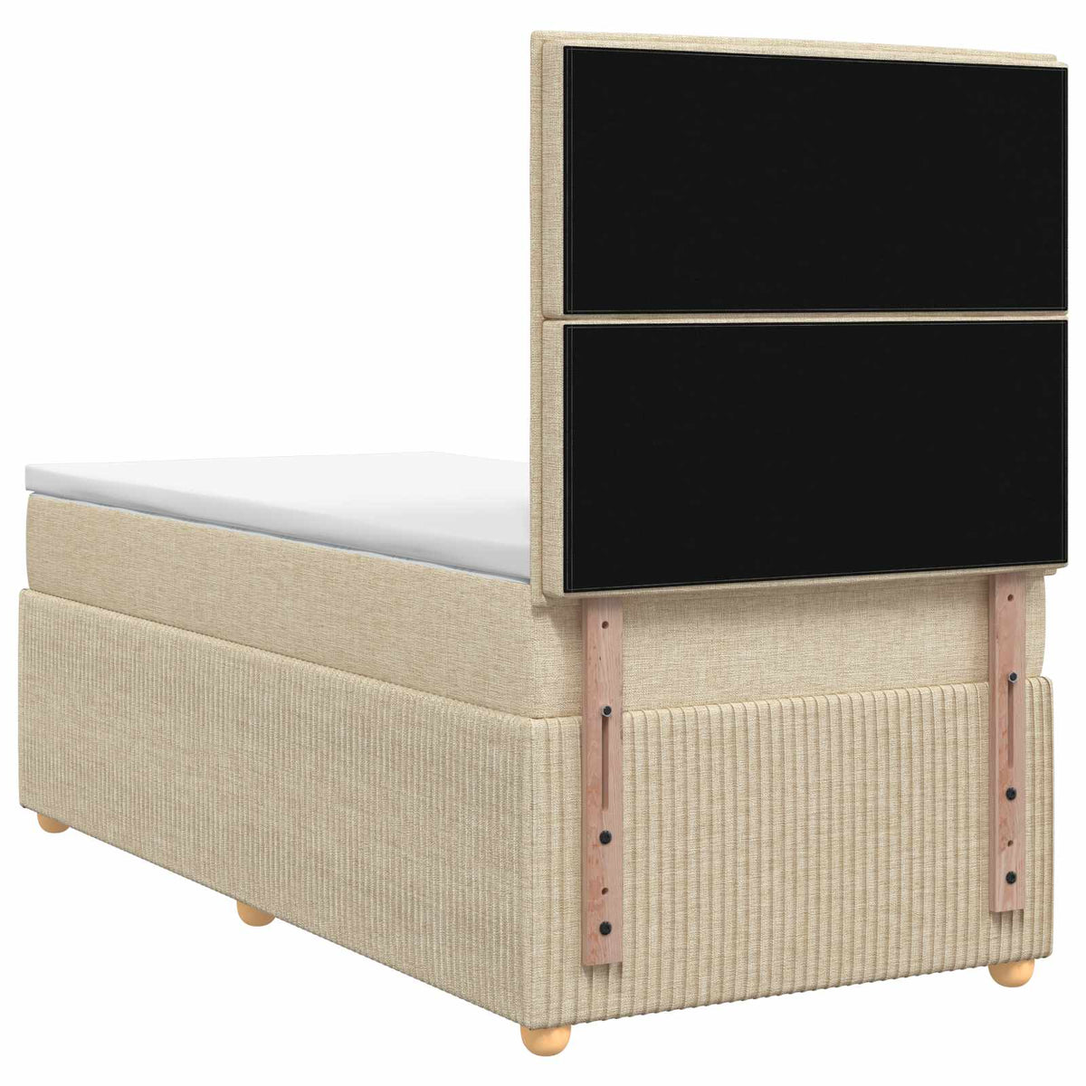 Κρεβάτι box spring με στρώμα Κρεμ 80 x 200 cm Ύφασμα - Pakobazaar
