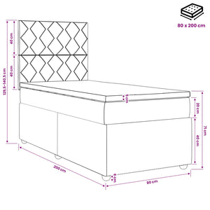 Κρεβάτι box spring με στρώμα Σκούρο Καφέ 80 x 200 cm Ύφασμα