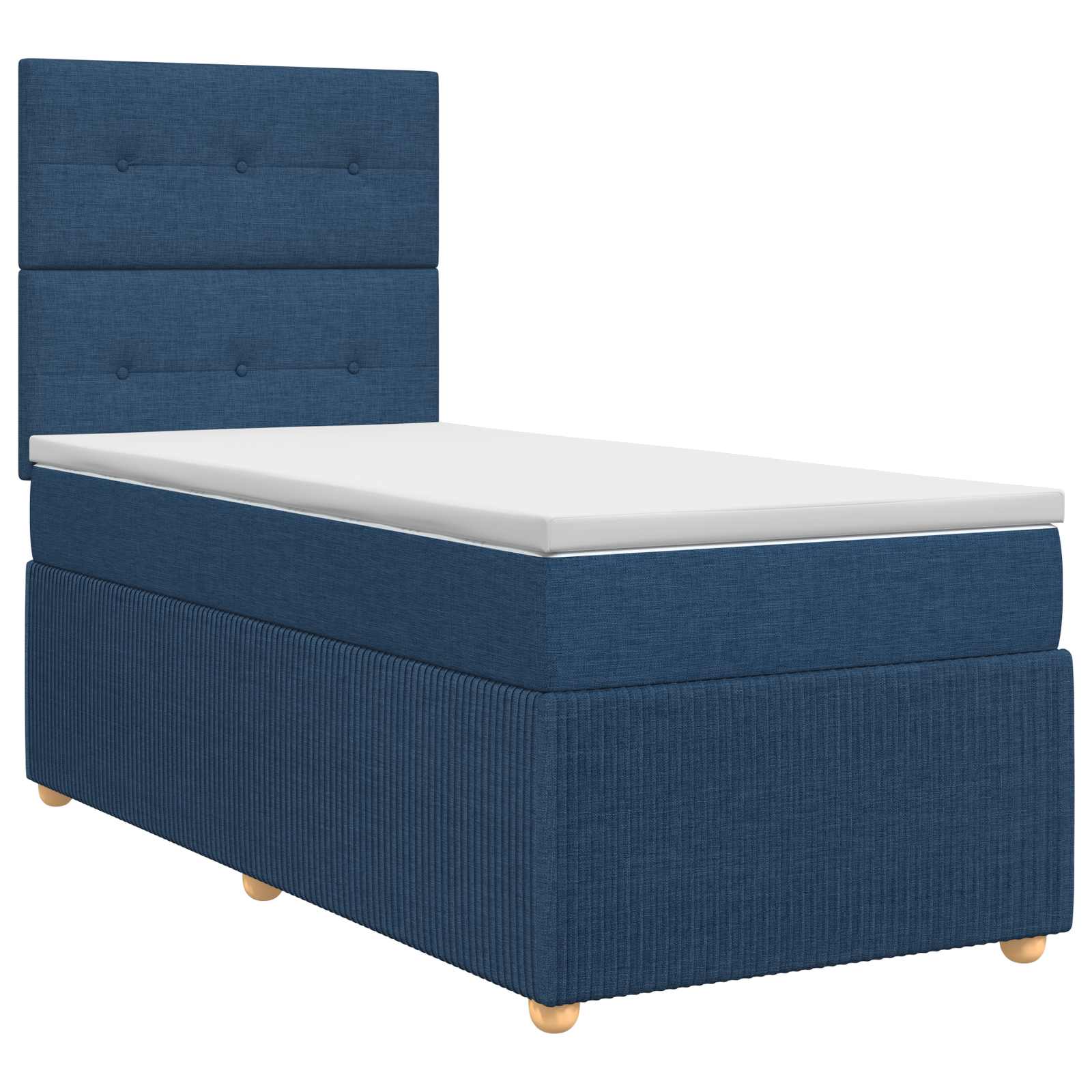 Κρεβάτι box spring με στρώμα Μπλε 90 x 190 cm Ύφασμα - Pakobazaar