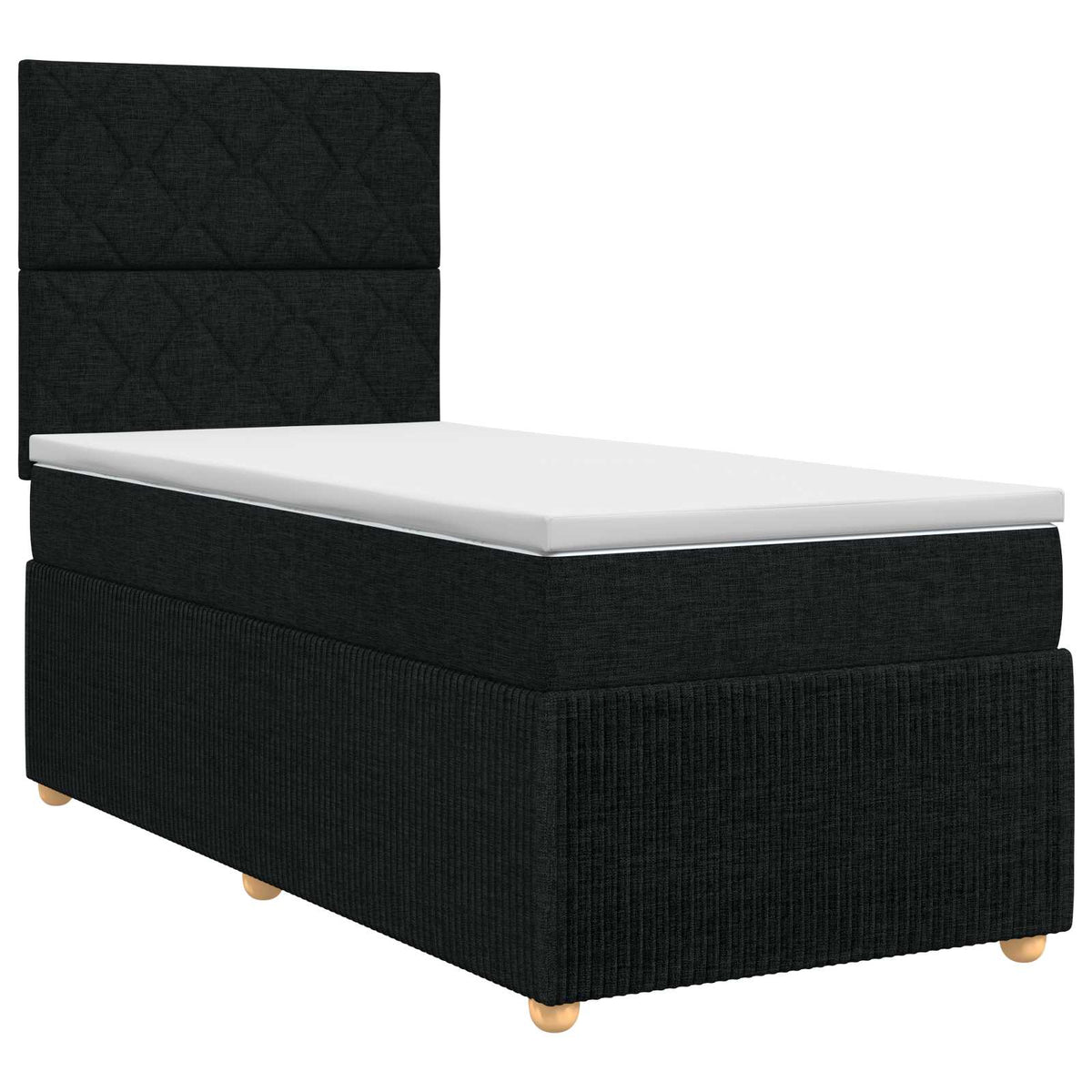 Κρεβάτι box spring με στρώμα Μαύρο 90 x 190 cm Ύφασμα - Pakobazaar