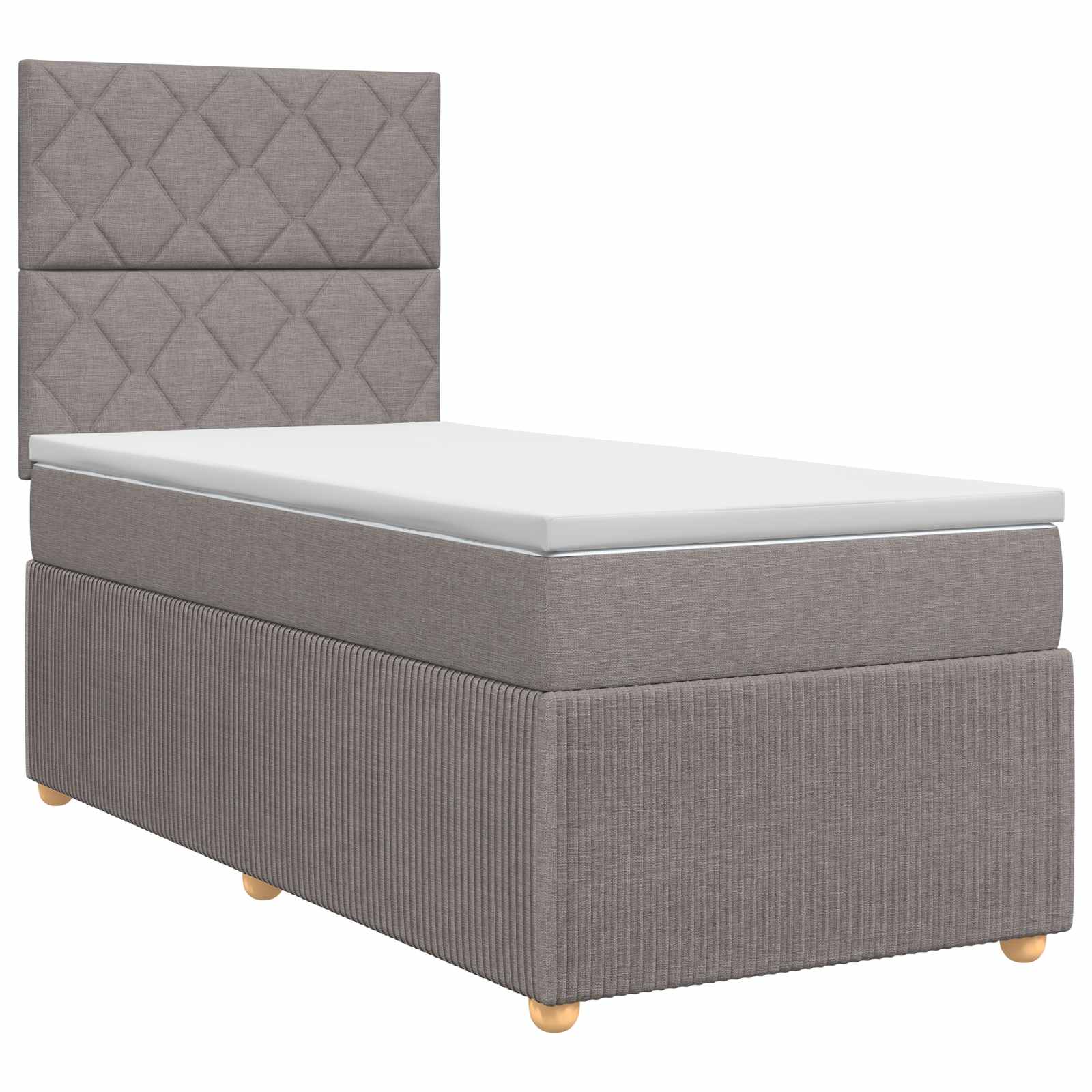Κρεβάτι box spring με στρώμα Taupe 90 x 190 cm Ύφασμα - Pakobazaar