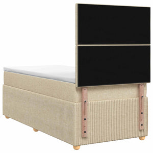 Κρεβάτι box spring με στρώμα Κρεμ 90 x 190 cm Ύφασμα - Pakobazaar