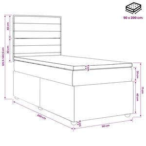 Κρεβάτι box spring με στρώμα Ανοιχτό γκρι 90 x 200 cm Ύφασμα