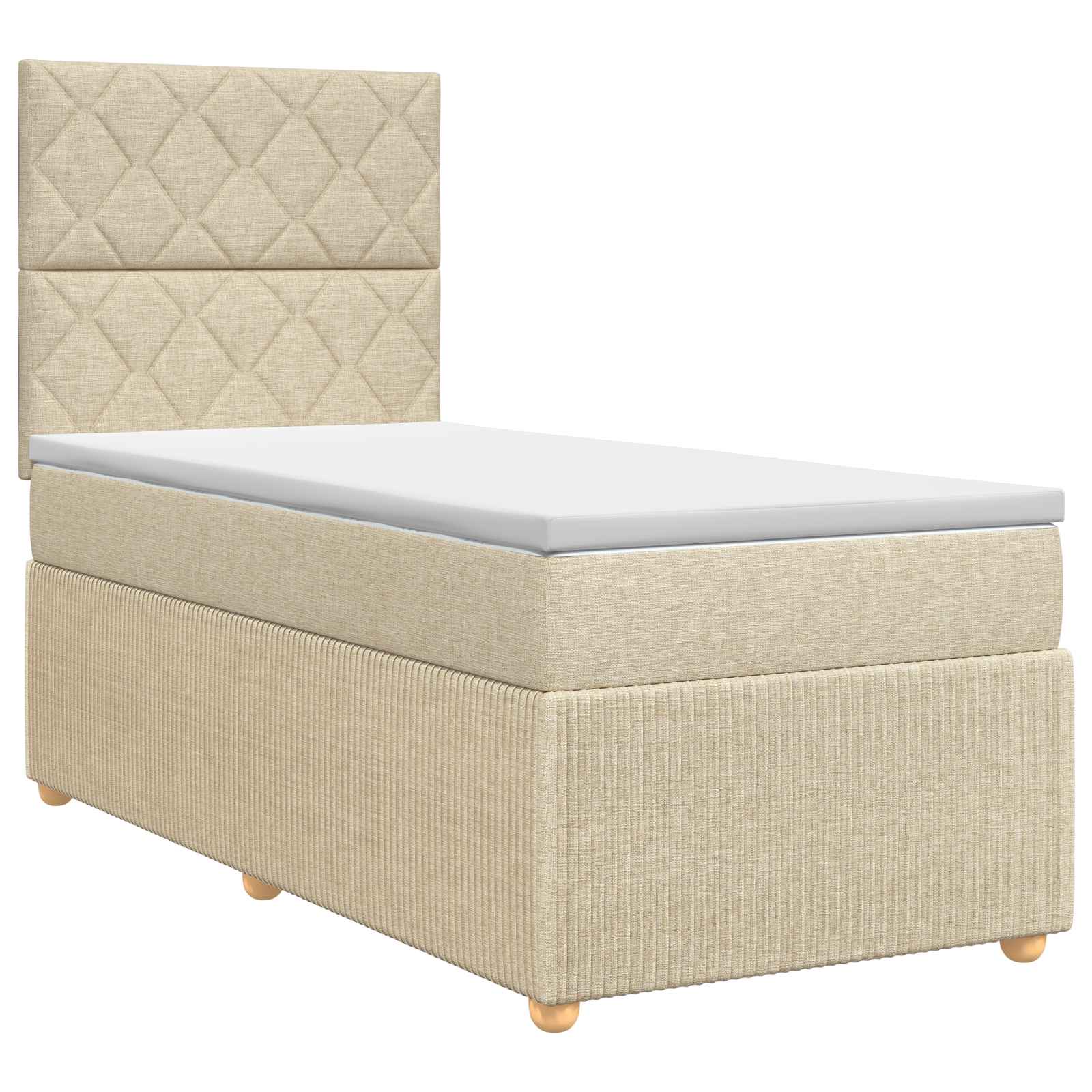 Κρεβάτι box spring με στρώμα Κρεμ 90 x 200 cm Ύφασμα - Pakobazaar