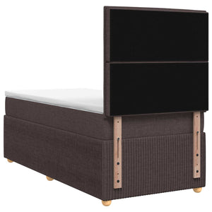 Κρεβάτι box spring με στρώμα Σκούρο Καφέ 100 x 200 cm Ύφασμα - Pakobazaar