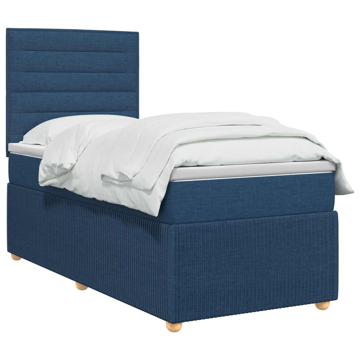 Κρεβάτι box spring με στρώμα Μπλε 100 x 200 cm Ύφασμα - Pakobazaar