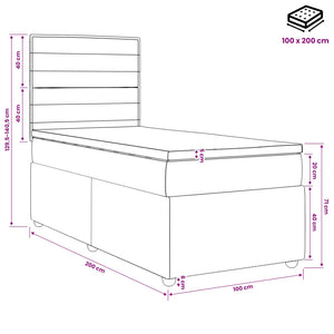 Κρεβάτι box spring με στρώμα Μπλε 100 x 200 cm Ύφασμα - Pakobazaar