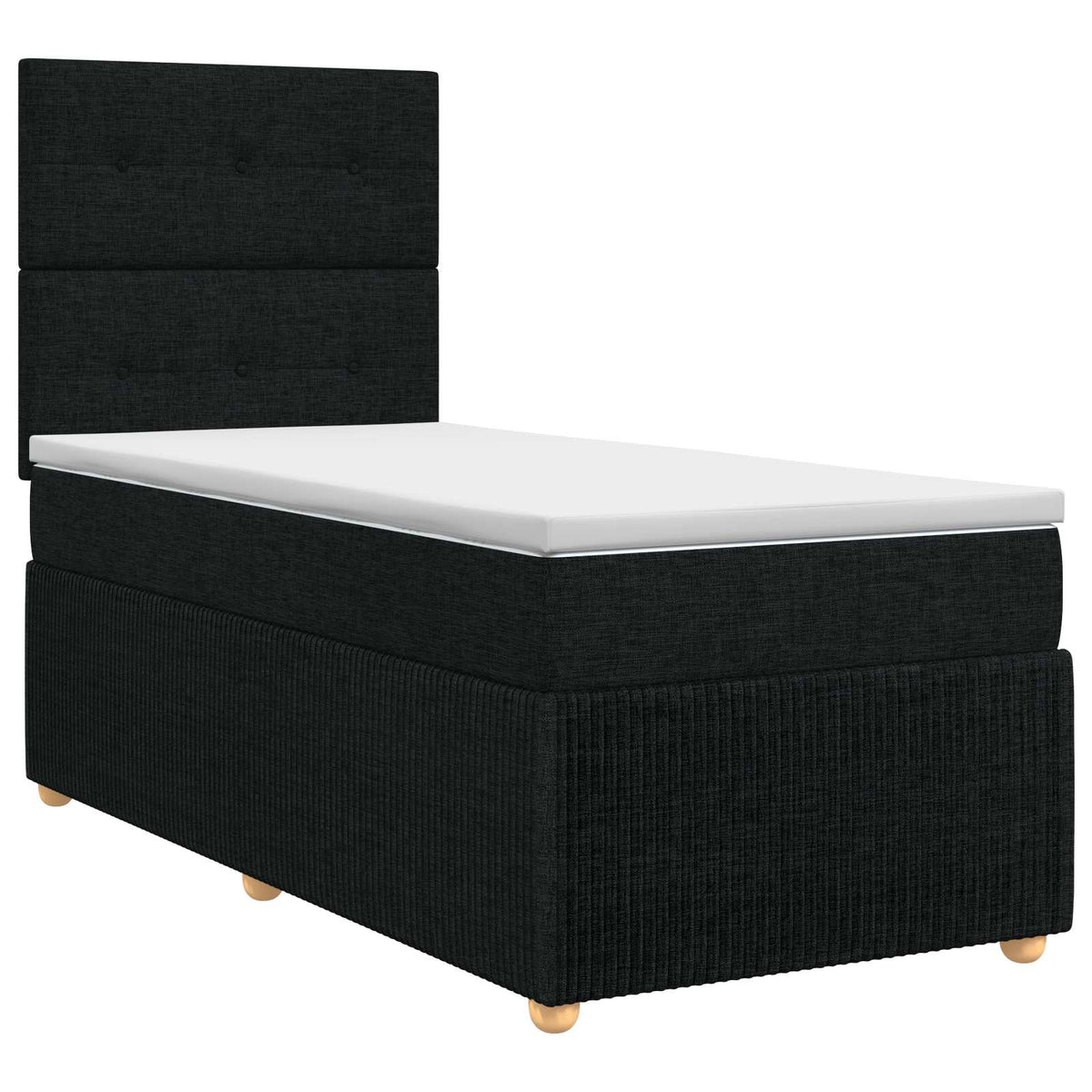 Κρεβάτι box spring με στρώμα Μαύρο 100 x 200 cm Ύφασμα - Pakobazaar
