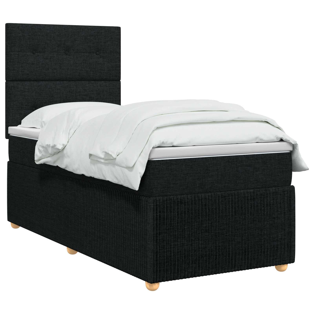 Κρεβάτι box spring με στρώμα Μαύρο 100 x 200 cm Ύφασμα - Pakobazaar