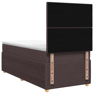 Κρεβάτι box spring με στρώμα Σκούρο Καφέ 100 x 200 cm Ύφασμα - Pakobazaar