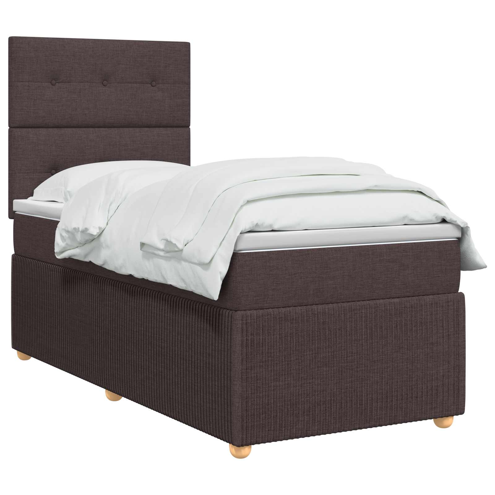 Κρεβάτι box spring με στρώμα Σκούρο Καφέ 100 x 200 cm Ύφασμα - Pakobazaar