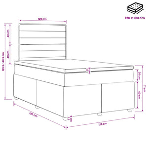 Κρεβάτι box spring με στρώμα Μπλε 120 x 190 cm Ύφασμα - Pakobazaar