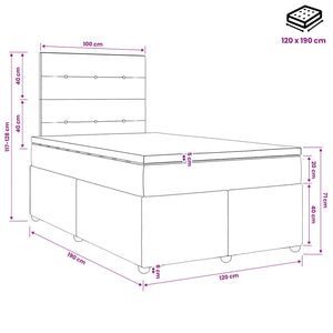 Κρεβάτι box spring με στρώμα Σκούρο Γκρι 120 x 190 cm Ύφασμα - Pakobazaar