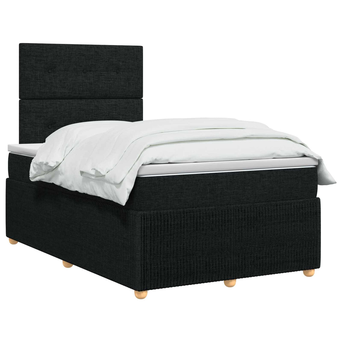Κρεβάτι box spring με στρώμα Μαύρο 120 x 190 cm Ύφασμα - Pakobazaar