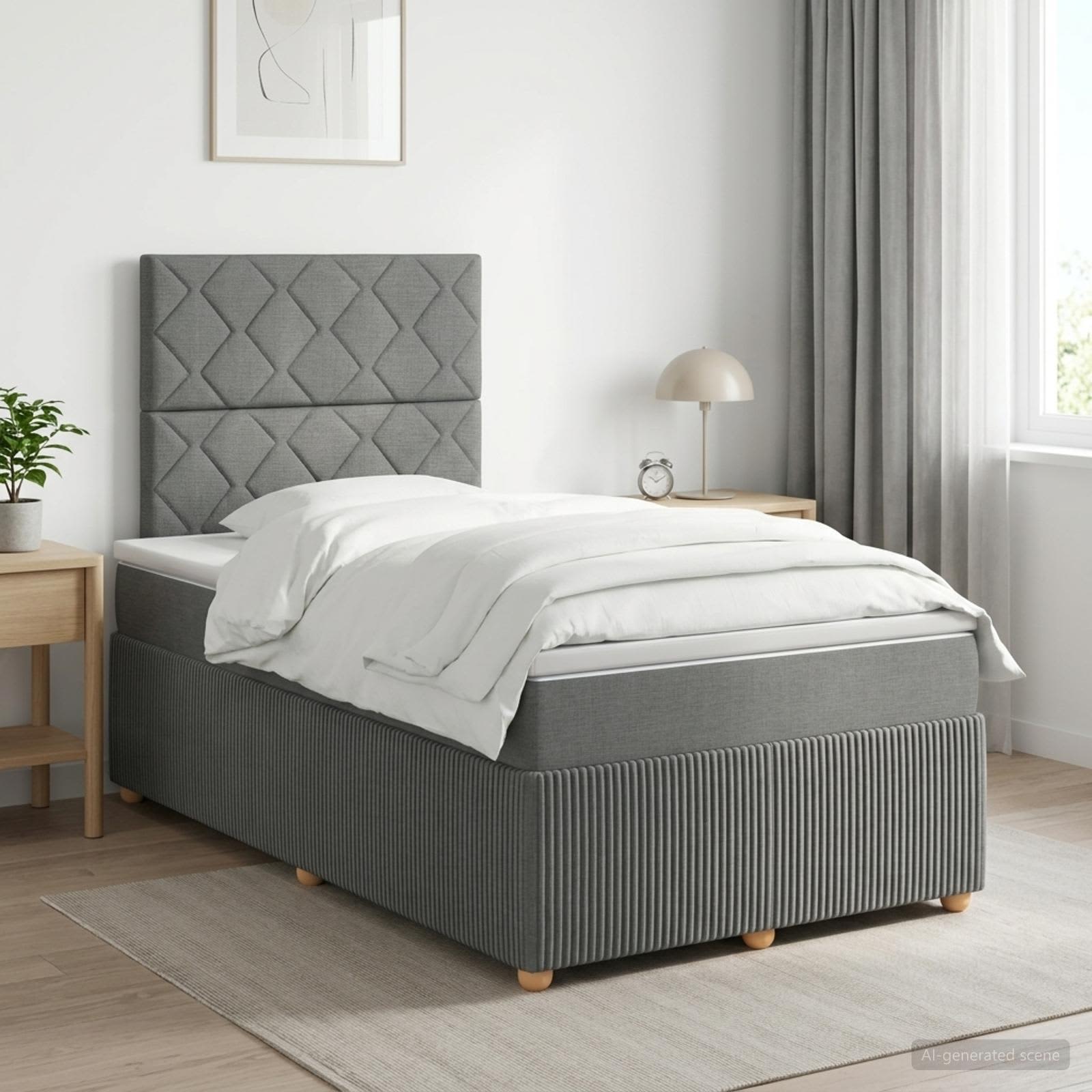 Κρεβάτι box spring με στρώμα Σκούρο Γκρι 120 x 200 cm Ύφασμα - Pakobazaar