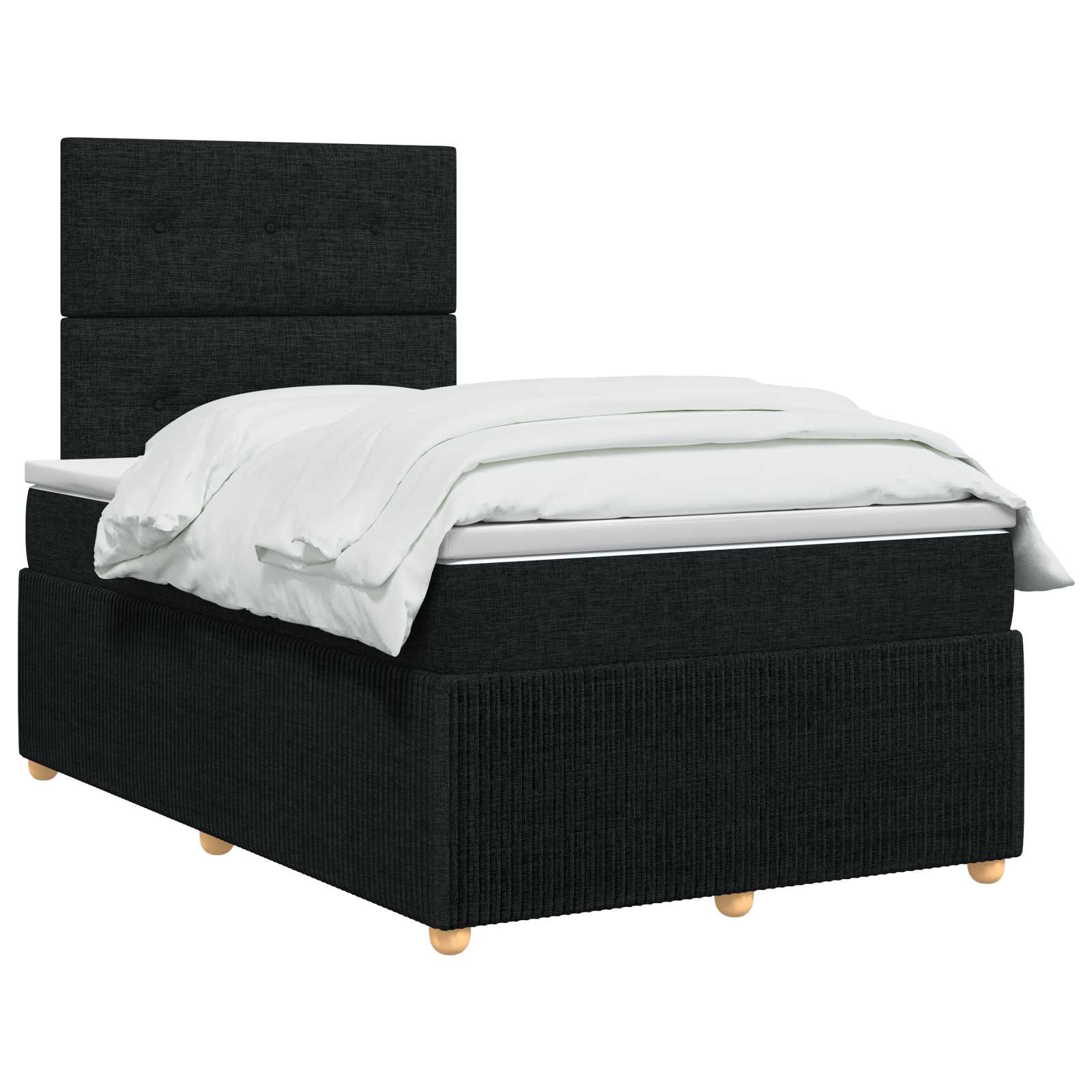 Κρεβάτι box spring με στρώμα Μαύρο 120 x 200 cm Ύφασμα - Pakobazaar