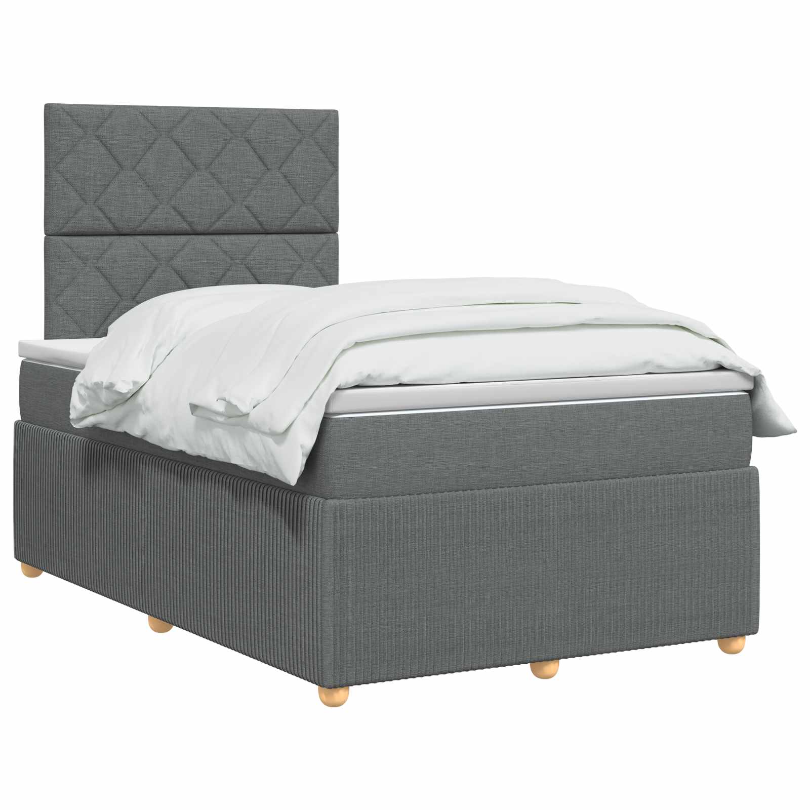 Κρεβάτι box spring με στρώμα Σκούρο Γκρι 120 x 200 cm Ύφασμα - Pakobazaar