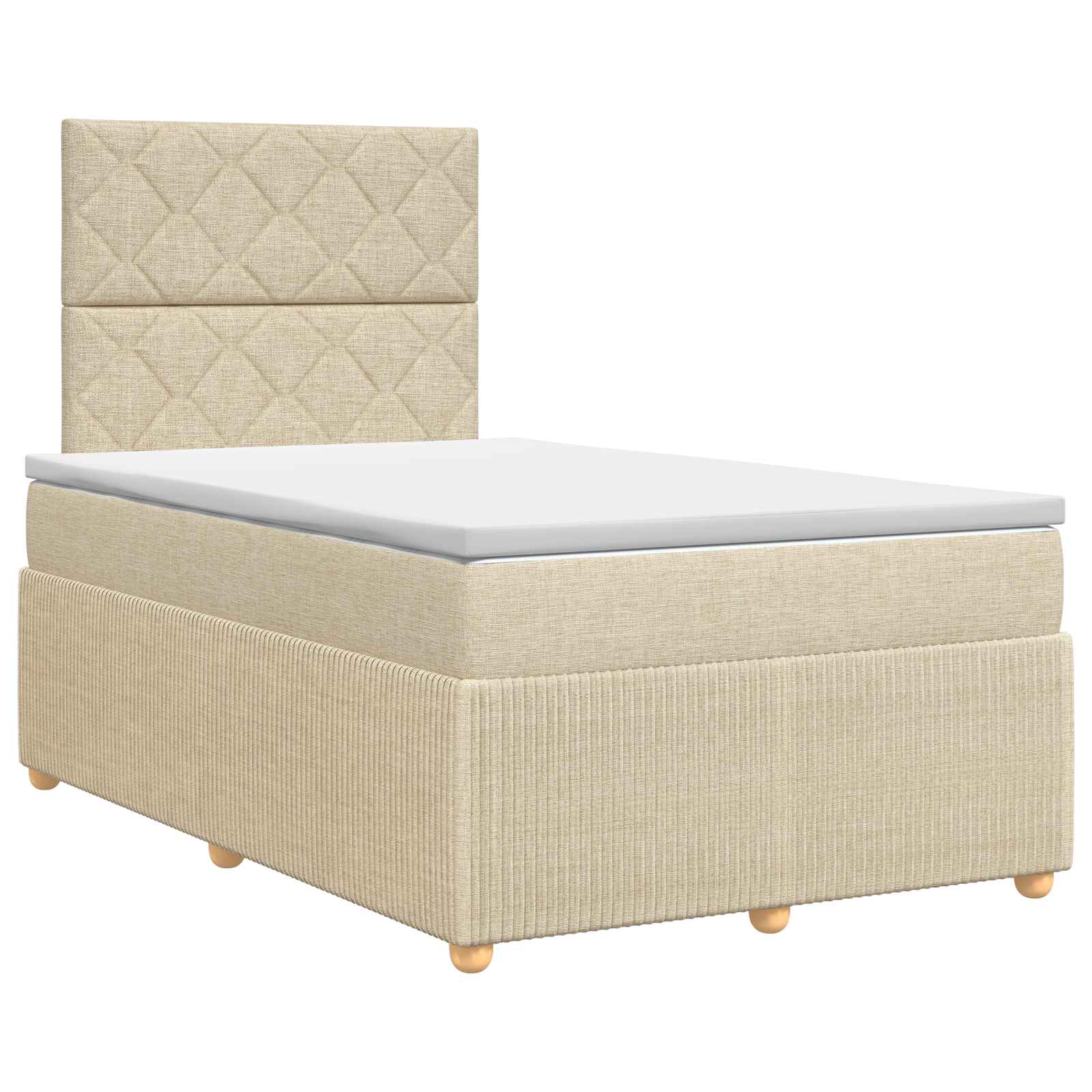Κρεβάτι box spring με στρώμα Κρεμ 120 x 200 cm Ύφασμα - Pakobazaar