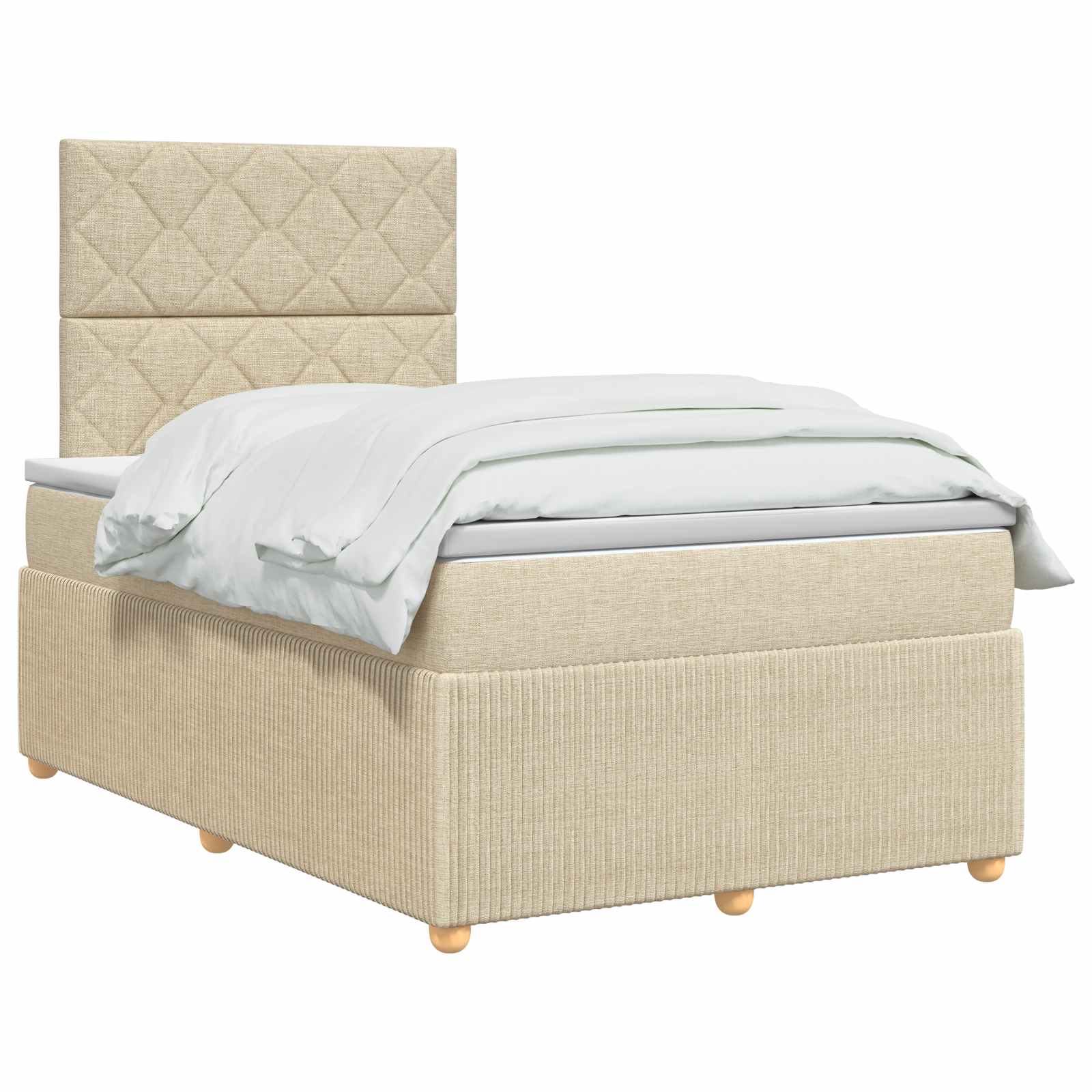 Κρεβάτι box spring με στρώμα Κρεμ 120 x 200 cm Ύφασμα - Pakobazaar