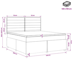 Κρεβάτι box spring με στρώμα Σκούρο Καφέ 140 x 190 cm Ύφασμα - Pakobazaar
