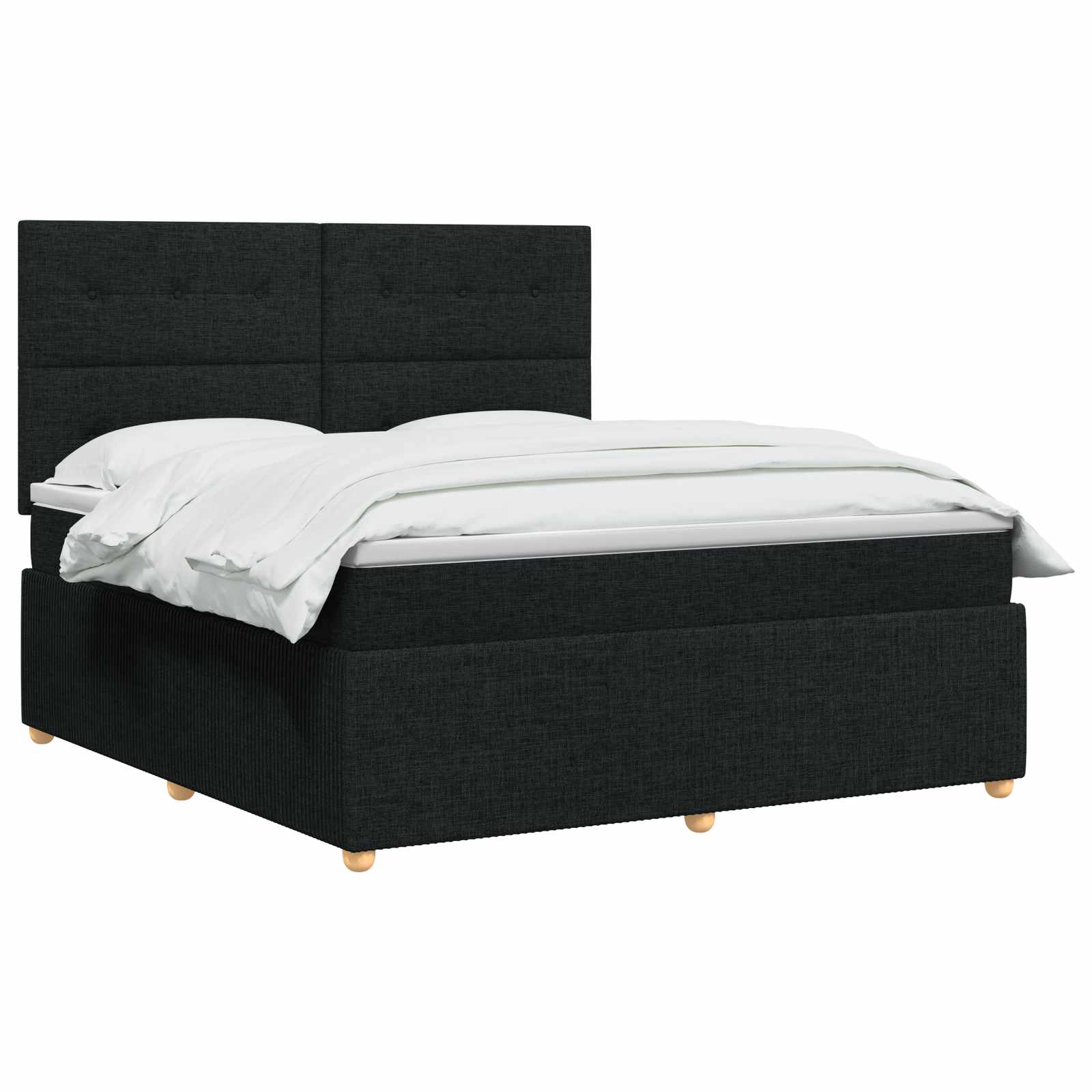 Κρεβάτι box spring με στρώμα Μαύρο 140 x 190 cm Ύφασμα
