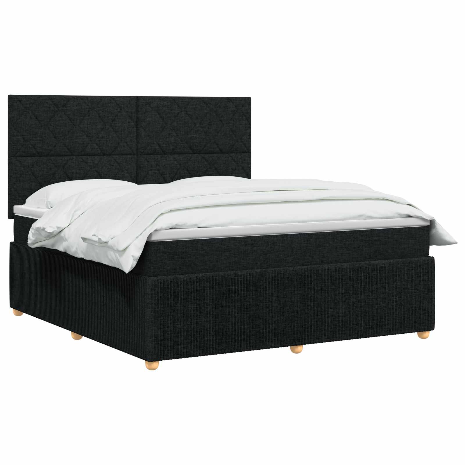Κρεβάτι box spring με στρώμα Μαύρο 140 x 190 cm Ύφασμα - Pakobazaar