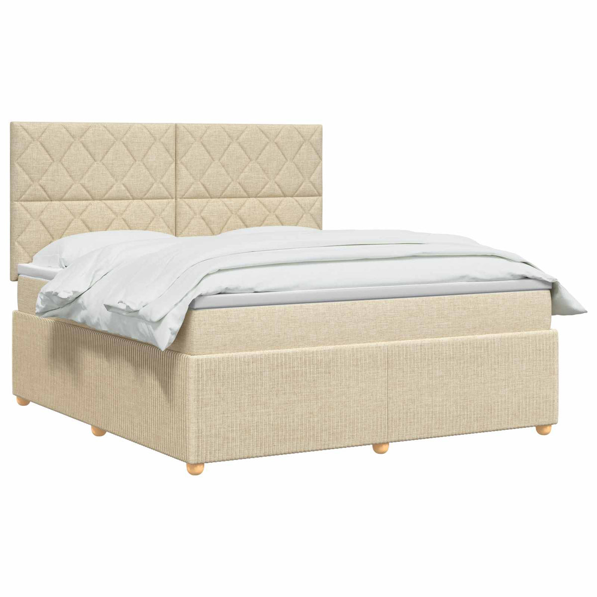 Κρεβάτι box spring με στρώμα Κρεμ 140 x 190 cm Ύφασμα