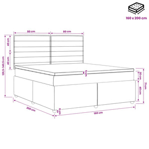 Κρεβάτι box spring με στρώμα Μπλε 160 x 200 cm Ύφασμα