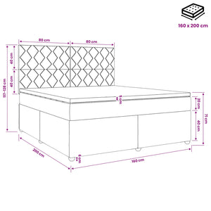 Κρεβάτι box spring με στρώμα Μπλε 160 x 200 cm Ύφασμα - Pakobazaar