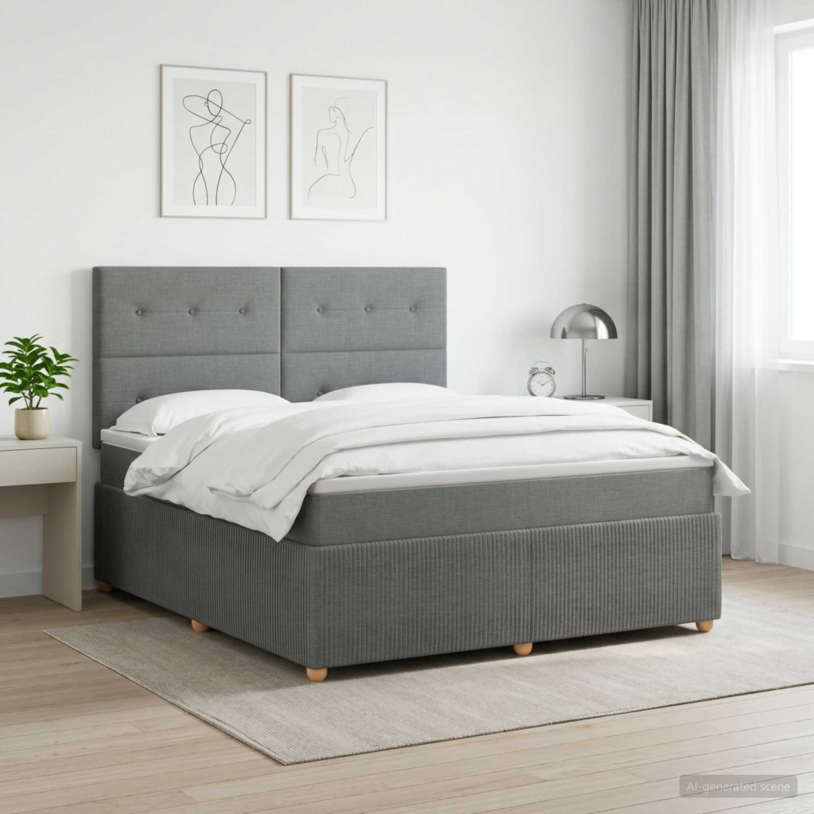 Κρεβάτι box spring με στρώμα Σκούρο Γκρι 180 x 200 cm Ύφασμα - Pakobazaar