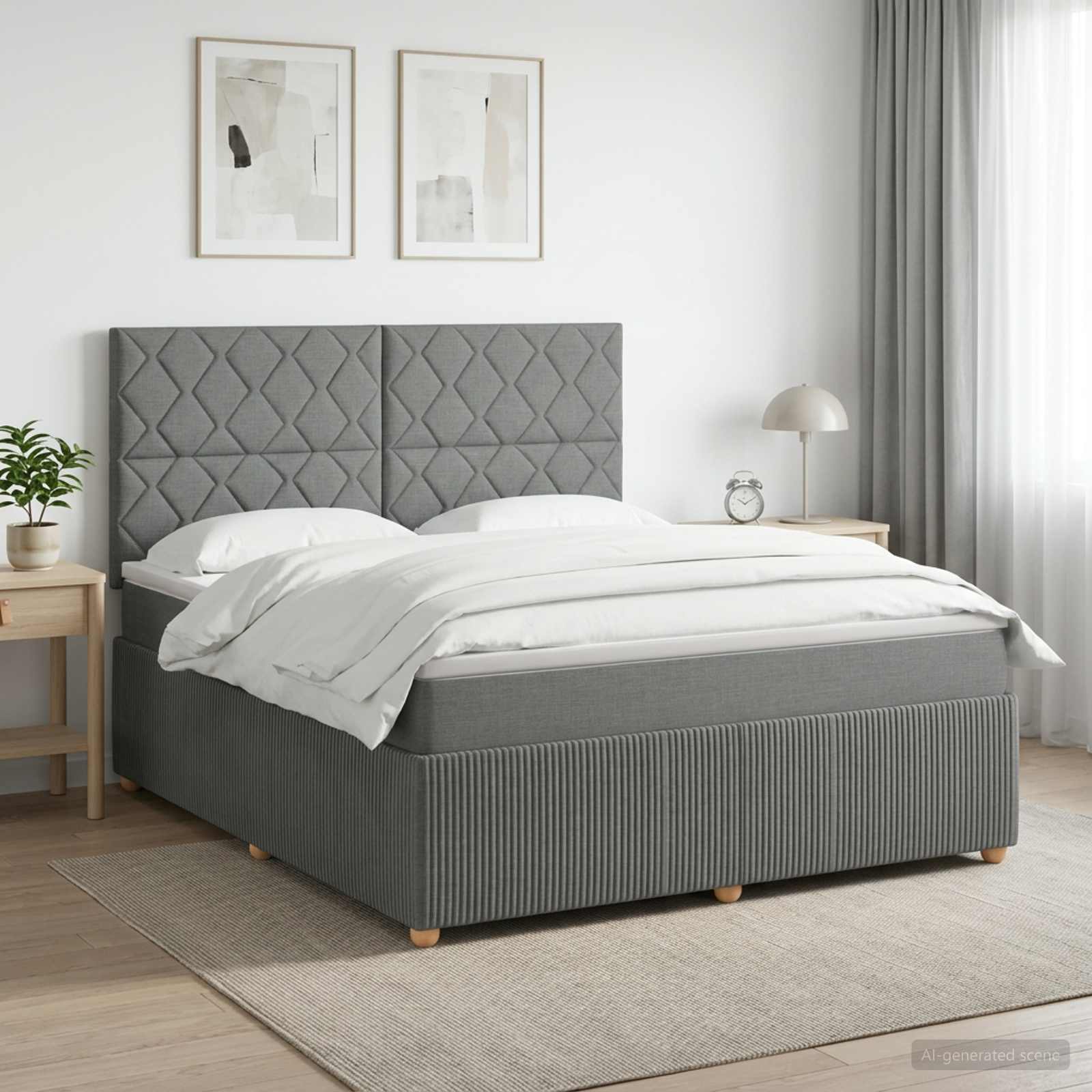 Κρεβάτι box spring με στρώμα Σκούρο Γκρι 180 x 200 cm Ύφασμα - Pakobazaar
