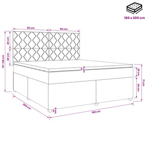 Κρεβάτι box spring με στρώμα Σκούρο Γκρι 180 x 200 cm Ύφασμα - Pakobazaar
