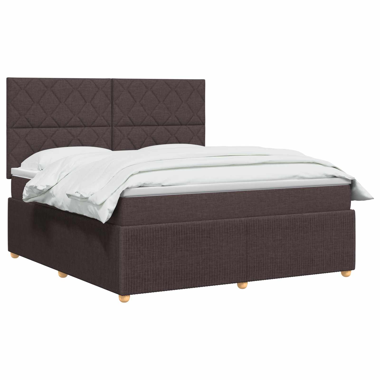 Κρεβάτι box spring με στρώμα Σκούρο Καφέ 180 x 200 cm Ύφασμα - Pakobazaar