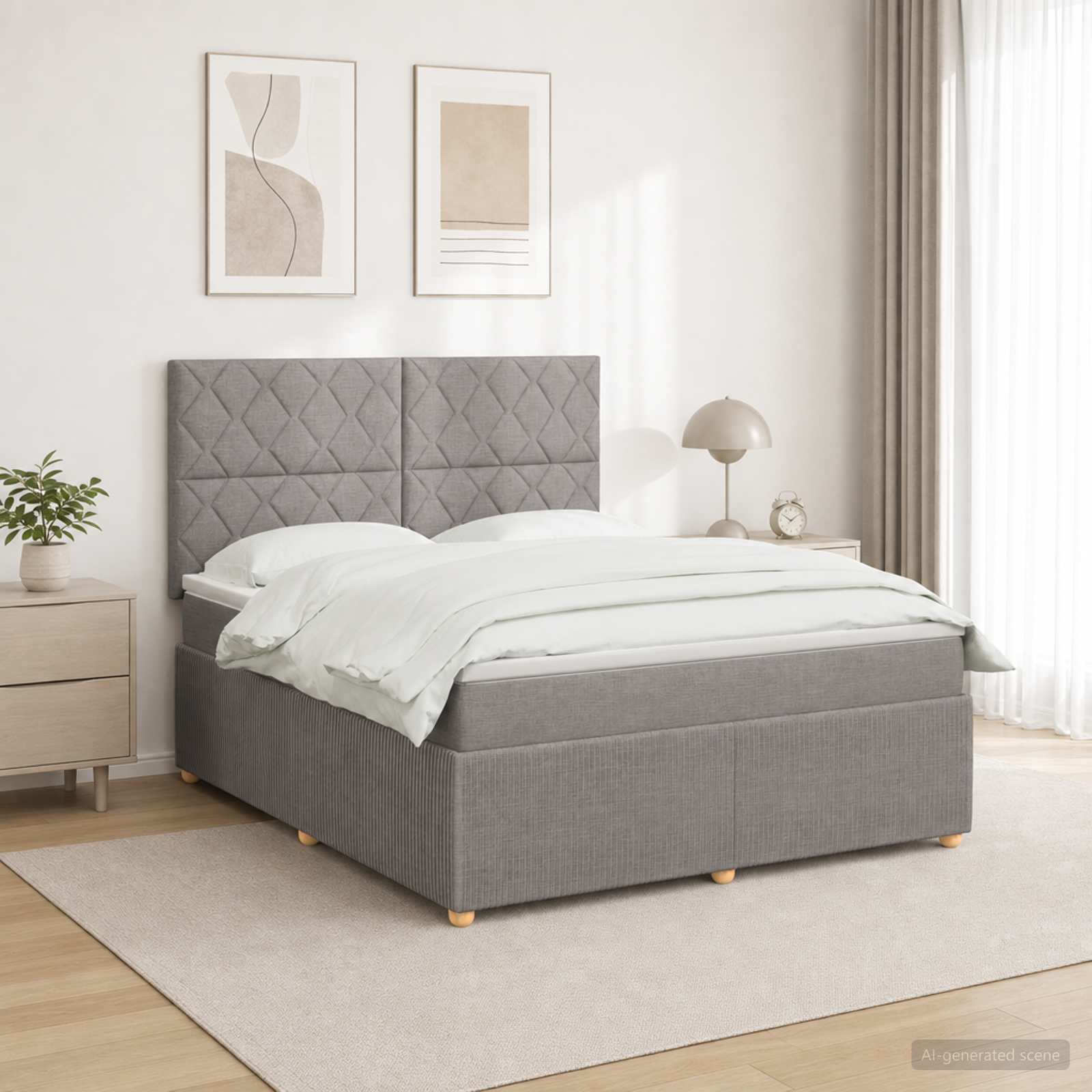 Κρεβάτι box spring με στρώμα Taupe 180 x 200 cm Ύφασμα - Pakobazaar