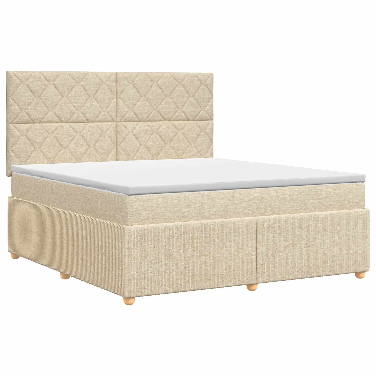 Κρεβάτι box spring με στρώμα Κρεμ 180 x 200 cm Ύφασμα - Pakobazaar