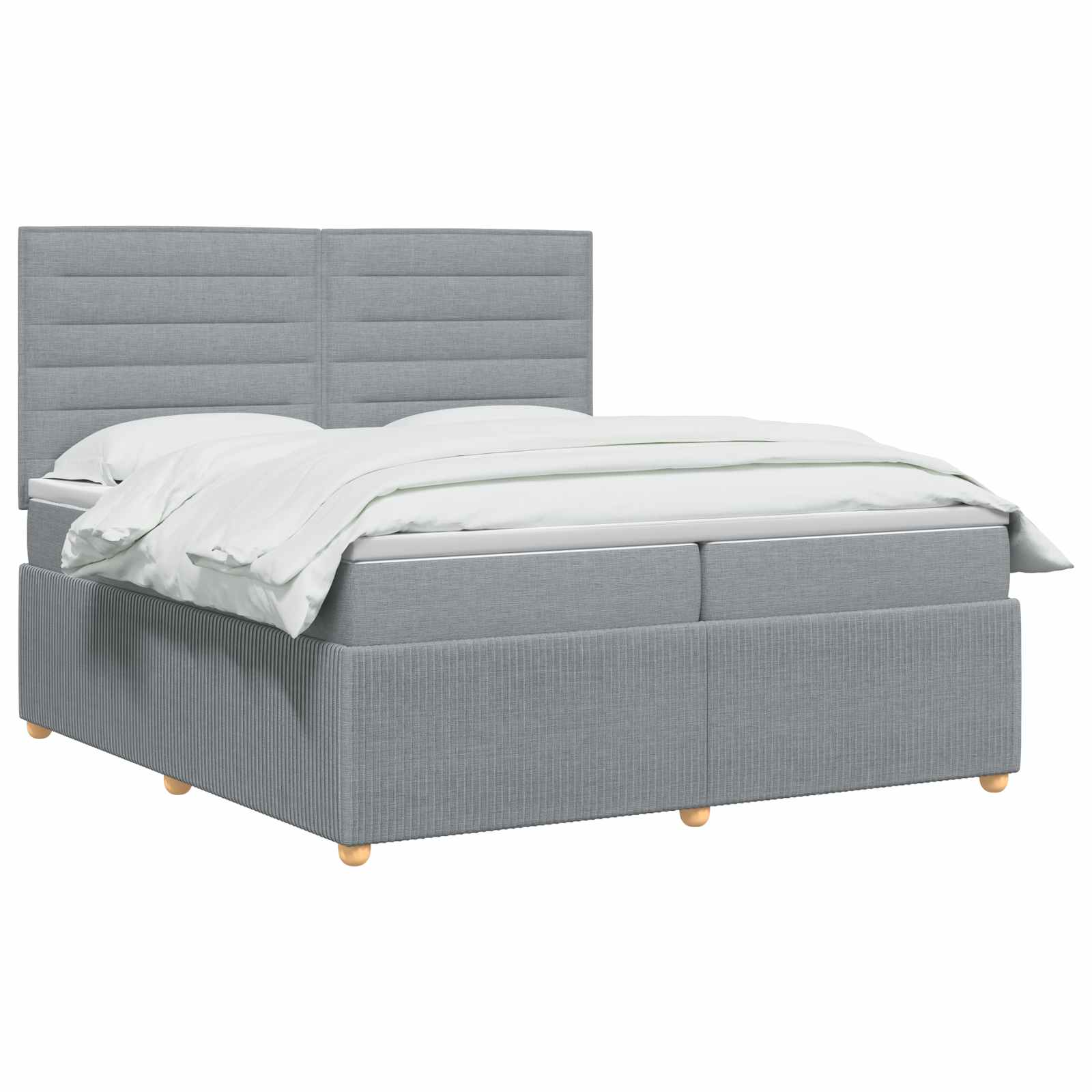 Κρεβάτι box spring με στρώμα Ανοιχτό γκρι 200 x 200 cm Ύφασμα - Pakobazaar